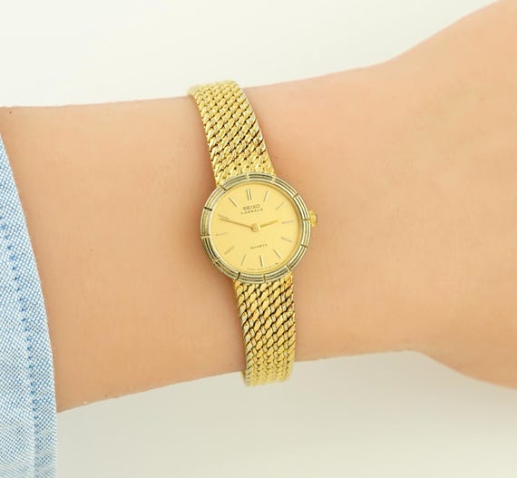 Rare Seiko Lassale Gold Watch, Vintage Womens Elegant Retro Design