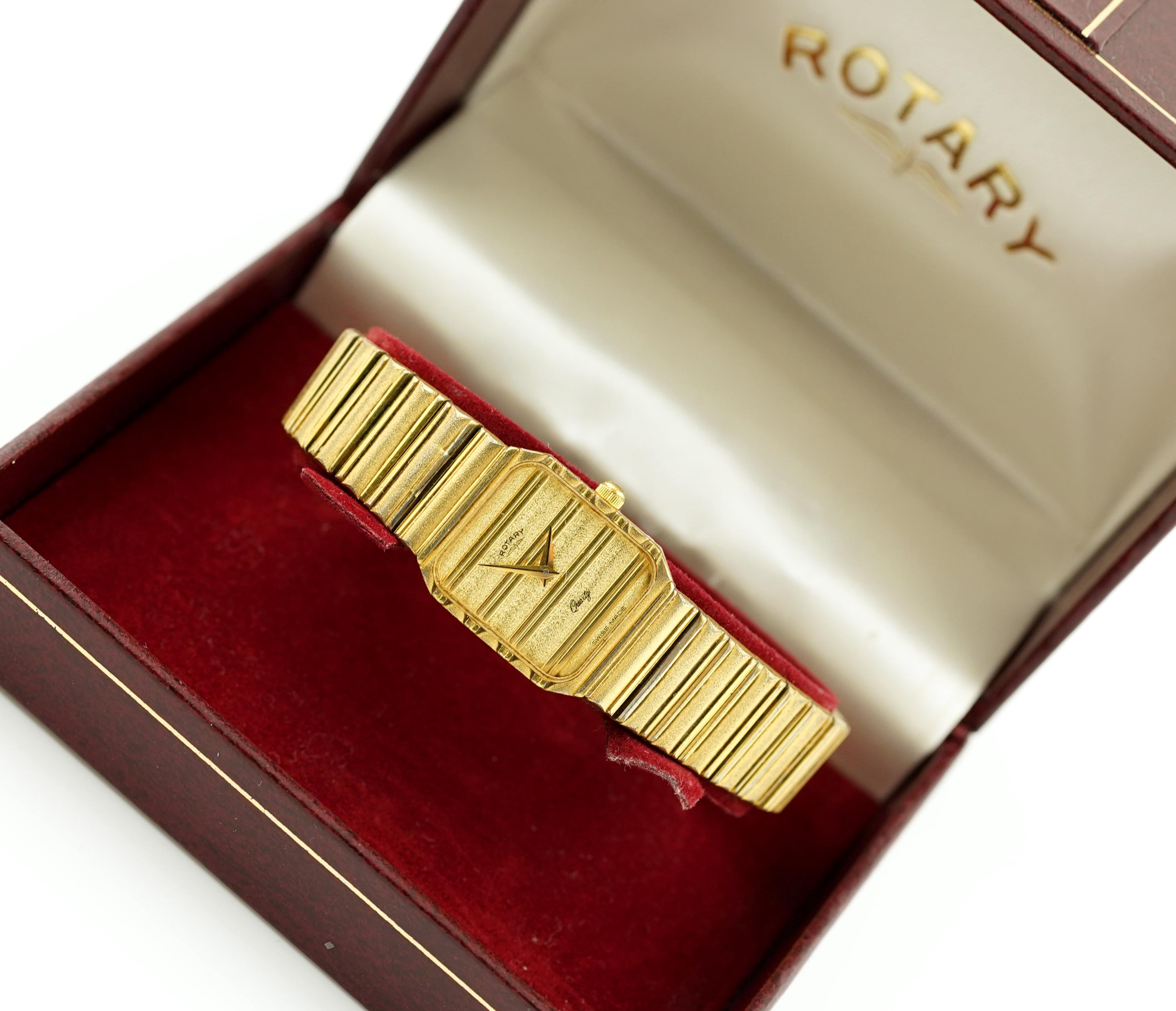 Rare Rotary Gold Tone Watch, Vintage Rectangular Case  display picture 2