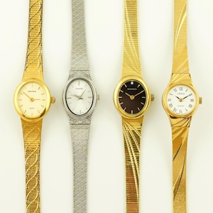 Vintage Women's Seiko Watch, Thin Oval gold womens Watch, Ladies cocktail wristwatches, Gift for her, vintage gold watch