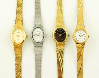 Vintage Damen Pulsar Uhr, Lorus dünne ovale Gold Damen Armbanduhr