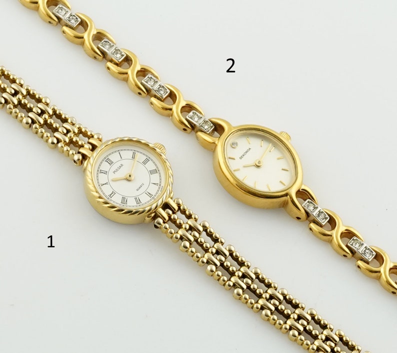 montre Pulsar pour femme vintage, montre rotative pour femme de couleur or, montres-bracelets de cocktail pour dames minces, cadeau pour elle image 6