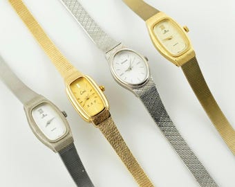 Vintage Ladies Limit Watch: Gold Tone Rectangular Cocktail Wristwatch