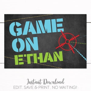 Laser Tag Birthday Party Poster Banner 36x24&quot; - Laser Tag Party - Printable Laser Tag Decor