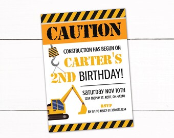 Invitation de fête d'anniversaire de construction - Sous le thème de la fête de construction - Invitation d'anniversaire de garçons - Décor de fête de construction - Téléchargement automatique