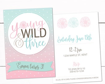 3rd birthday invite etsy
