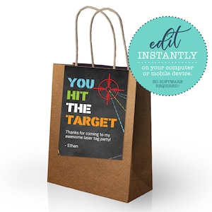 Laser Tag Birthday Party Favor Treat Bag Tag