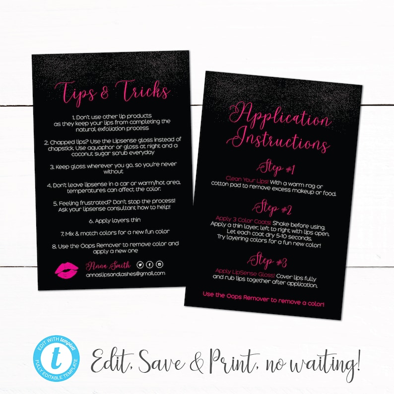 Lip Shadow Lipsense Tips Tricks Application Instruction Cards Tips and ...
