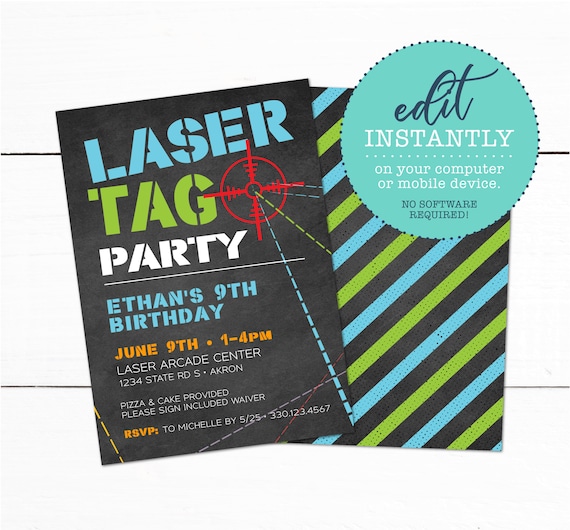 Laser Tag Birthday Party Invitation DIY Laser Tag Party - Etsy