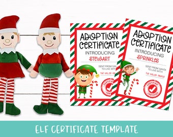 Elf Adoption Certificate Christmas PDF
