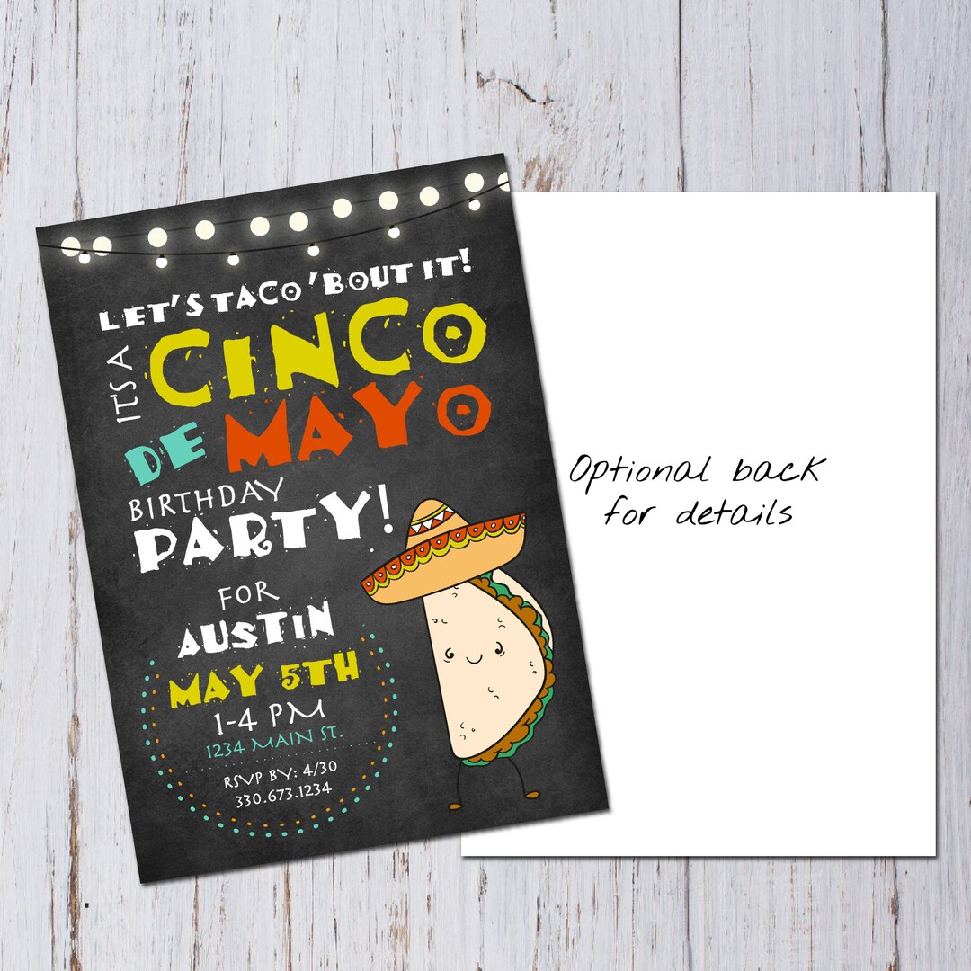 Cinco De Mayo Birthday Party Invitation Fiesta Birthday Invitation