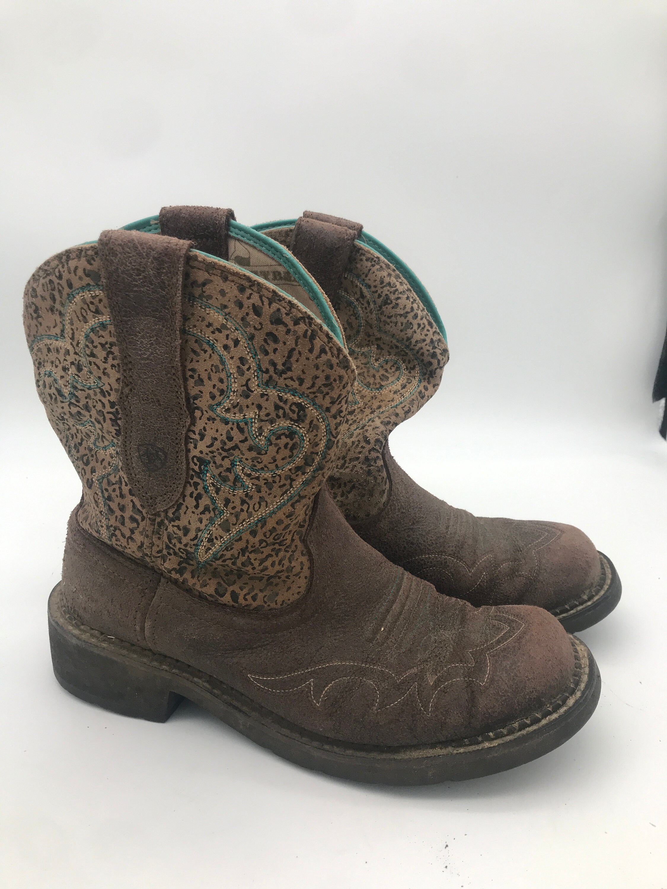 Fat Baby Ariat Brown and Turquoise Cowboy Boots Campus Ankle Etsy