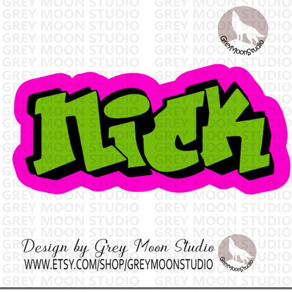 Nick, fresh prince, name, graphic design, greymoonstudio, svg, png, custom graphic designs.