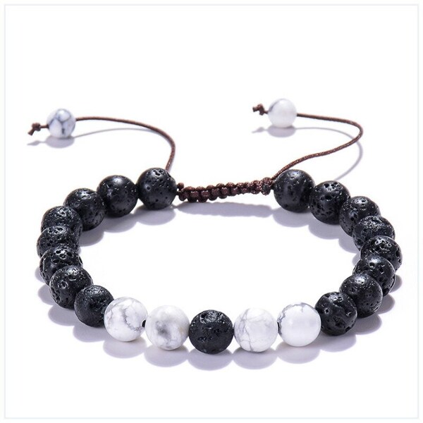 8mm Natürliche Howlith Lava Rock einstellbar Armband Spirituelle Heilung ätherisches Öl Angst Stress Vatertag Jahrestag Geschenk