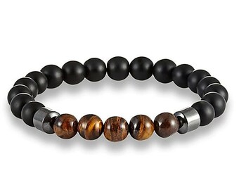 Lava Bracelet,Tiger Eye Stones,Lava Stone 8mm Beads Volcano Lava Stone Bracelet Health Relieve Yoga Stretch Men Women Protection Meditation