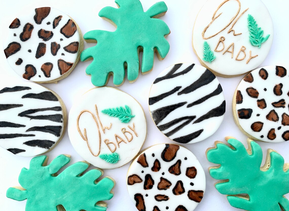 Bespoke Personalised Jungle Animal Safari Theme biscuits baby Etsy
