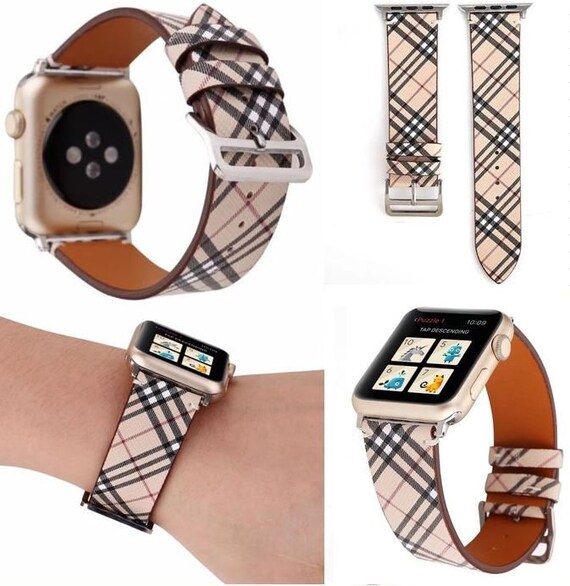 Designer Burberry Plaid Pattern Apple Watch Band