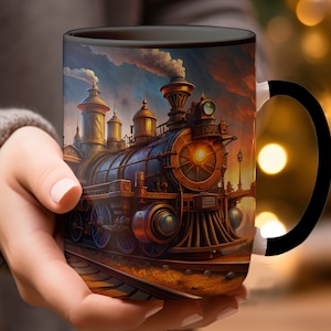 Steampunk Zug Becher: Vintage Lokomotive Kaffeetasse, Eisenbahn Kunst