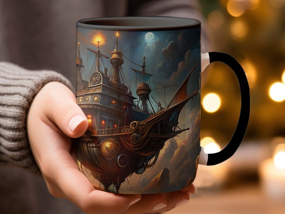 Steampunk Airship Mug: Fantasy Sky Art Coffee Cup - Etsy