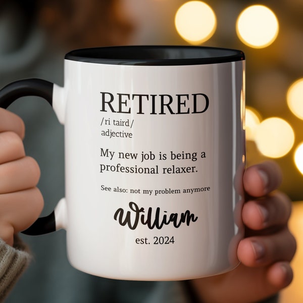 Office Mug Gift, Retired Definition Mug, Professional Relaxer, Custom Name Coffee Cup, Humorous Retirement Present, Funny Mugs With Quotes.