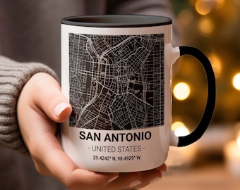 San Antonio Stadt Karte Kaffeetasse, minimalistisches Souvenir Geschenk