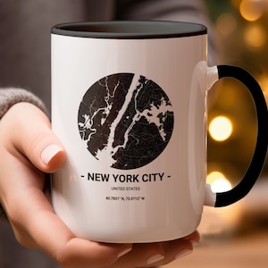 New York City Map Mug, Modern NYC Map Design, New York City Souvenir Mug, NYC Gift Idea, Unique NY City Street Map Mug, Home Town Cup.