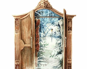 Narnia Inspired Watercolor Fine Art Print: Literary Windows Series, nursery art, bookish gift, librarian, nostalgia, book club, classics