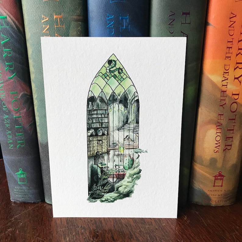 Ambitious and Cunning Magical Room Window: Watercolor Art Print, witch, wizard, magic image 4