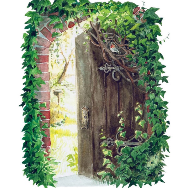 The Secret Garden Inspired Watercolor Fine Art Print: Literary Windows Series, Nursery art, teacher gift, book club gift