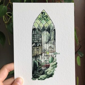 Ambitious and Cunning Magical Room Window: Watercolor Art Print, witch, wizard, magic image 2