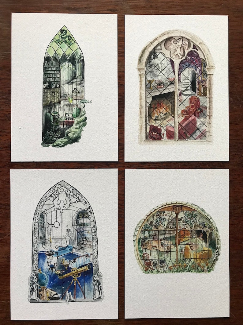 Ambitious and Cunning Magical Room Window: Watercolor Art Print, witch, wizard, magic image 6