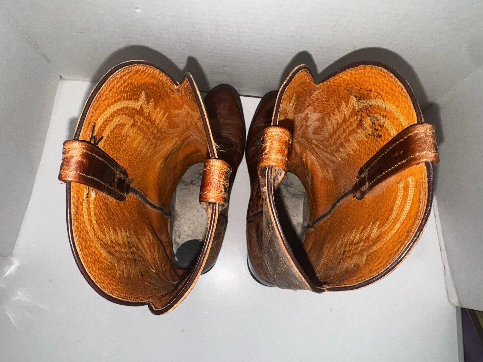 VTG Lucchese 1883 Crayton Cowboy Boots Mens 10 D Brwn Mad Dog Goat Leather N1547 Lucchese 1883 Crayton Boots Mens 9 B Brown Mad Dog Goat  main image 3