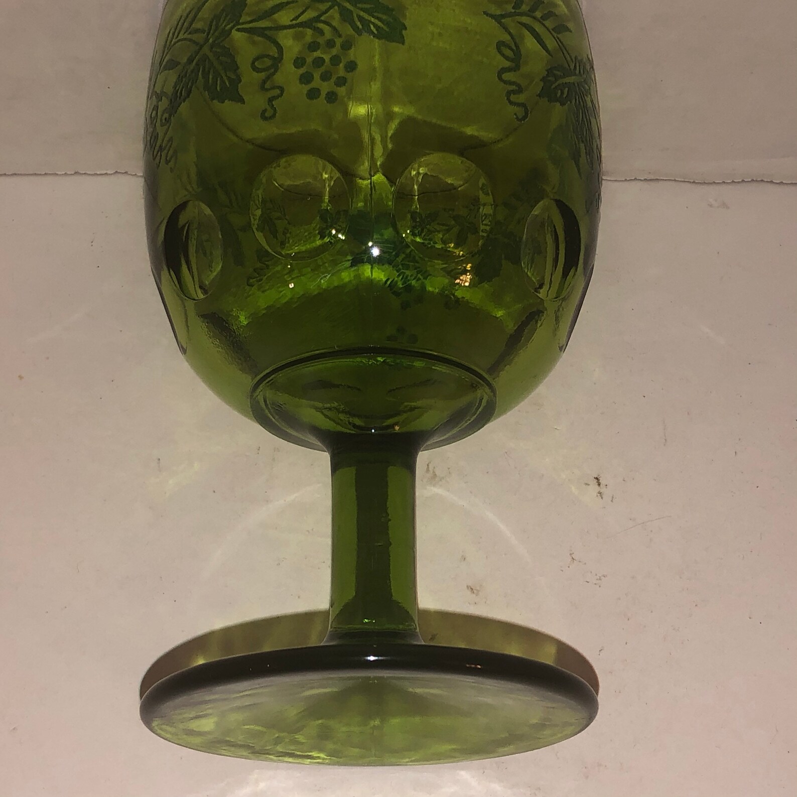 Vintage 50s Bartlett Collins Green Thumbprint Goblets Etsy