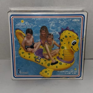 Vintage 2000 Intex The Wet Set Inflatable Seahorse Pool Float NOS Dino 86x50"