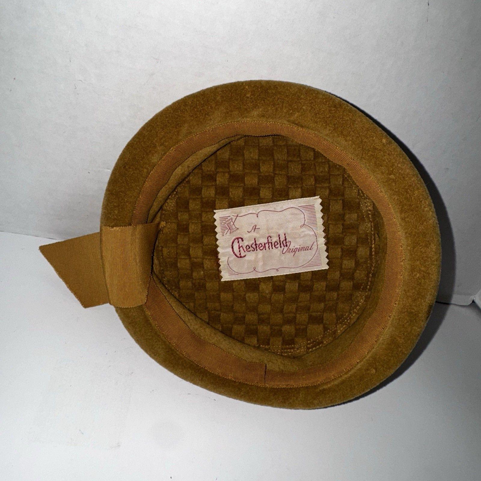 Vintage 1950s Chesterfield Pillbox Hat Mustard Yellow Felt  display picture 3