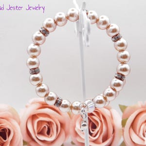 Beige Faux Pearl Memory Wire Bracelet image 4