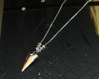 Collana importante in argento, collana con punte, collana importante in argento per donna, collana con ciondolo lungo, collana triangolare, collana elegante