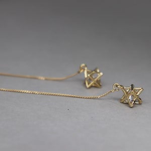 Star earrings, Threader earrings, Star dangle earring, Dangle chain earrings, Gold chain earrings, Star of david earrings, Modern earrings