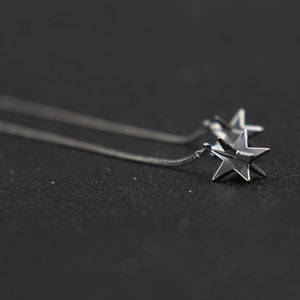 Star earrings, Threader earrings, Star dangle earring, Dangle chain earring, Silver chain earring, Silver geometric earring, Modern earrings