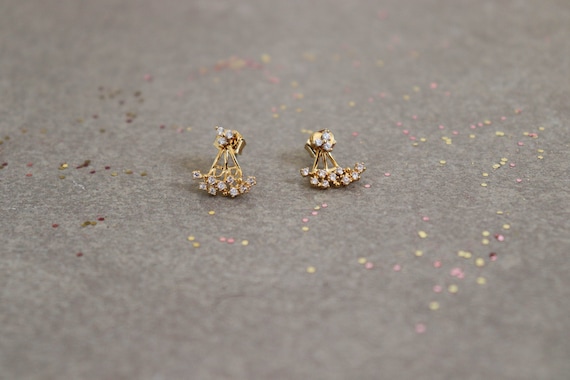 Jacket Earrings Double Side Earrings Front Back Earrings Wedding Studs Flower Earrings Gold Bridal Earrings Small Gold Earrings Etsy