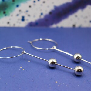 Silver dangle earrings, Hoop dangle earrings, Silver statement earrings, Silver modern earrings, Unique earrings, Silver dangle drop earring