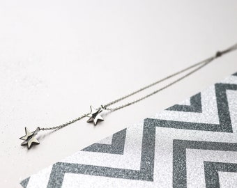 Colar de estrela, colar Lariat, colar de estrela de prata, colar de prata longo, colar de gota de prata, colar longo para mulheres, colar moderno