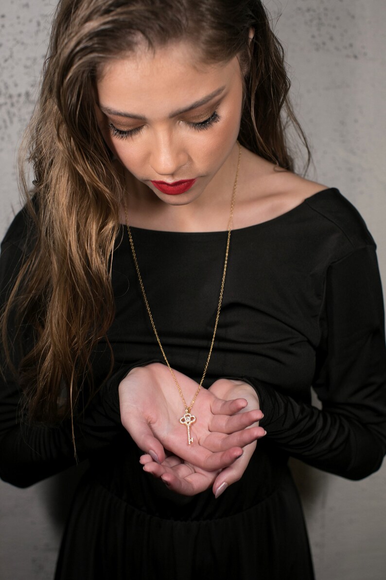 Key Necklace Long Necklace for Women Long Gold Necklace Etsy