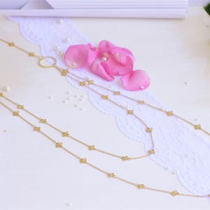Clover necklace, Double necklace, Long necklace for women, Long gold necklace, Unique gold necklace, Elegant necklace, Modern necklace