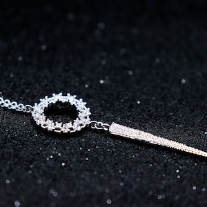 Long necklace for women, Statement necklace silver, Long pendant necklace, Long silver necklace, Geomteric necklace, Elegant necklace