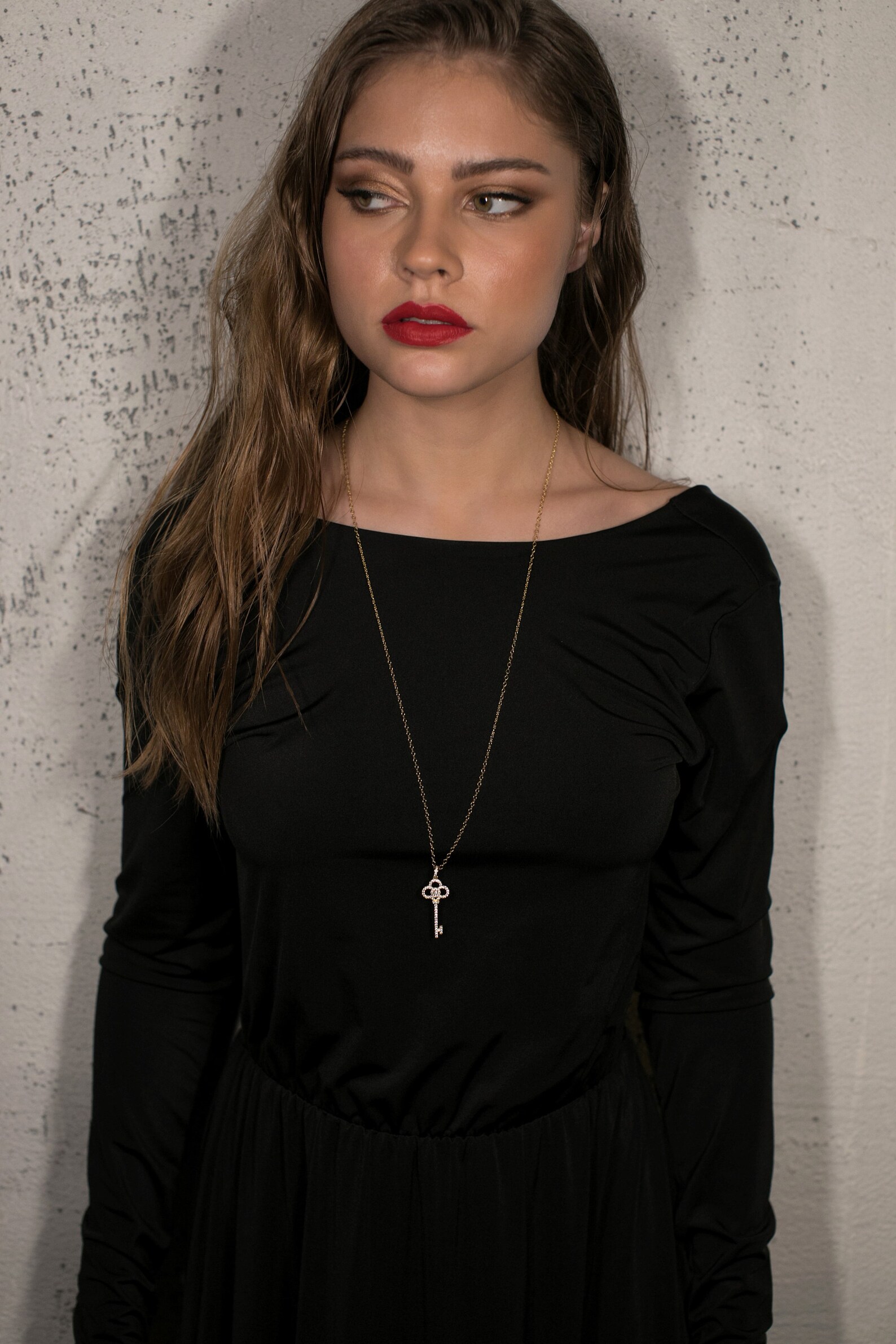 Key Necklace, Long Necklace for Women, Long Gold Necklace, Long Pendant