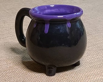 Purple Potion Hand Glazed Cauldron Coffee Mug