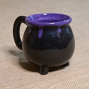 Purple Potion Hand Glazed Cauldron Coffee Mug