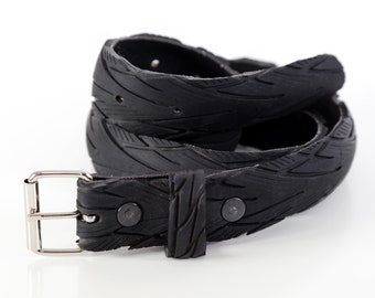 Vegan belt made from old bicycle tires upcycled unique punk