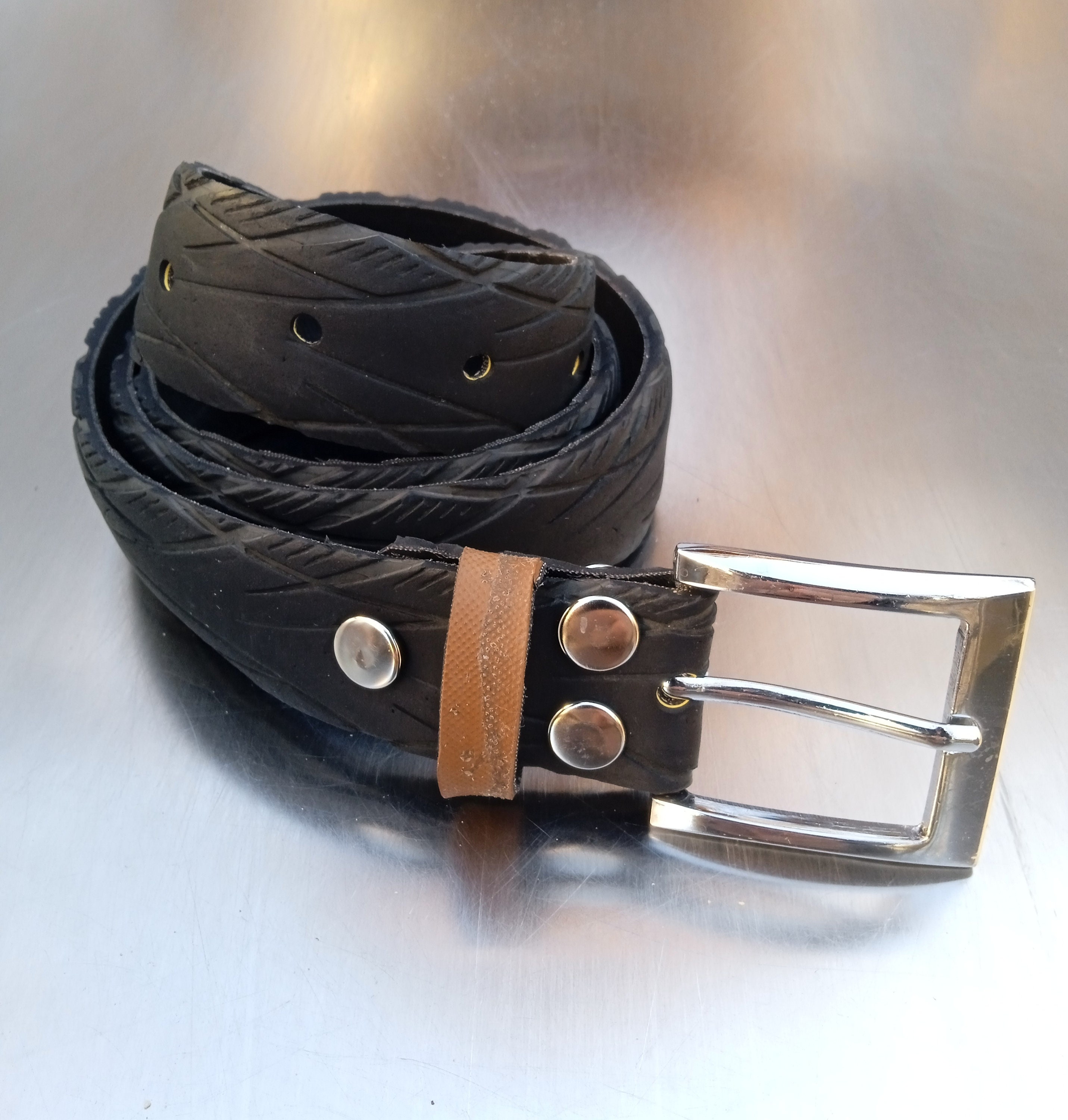 Belt Made From Old Bicycle Tires, Vegan Upcycling, Handmade 
