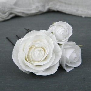 Wedding floral hair piece White roses hair pins Flowers hair pins Bridal hair pins